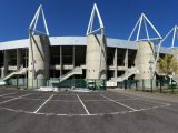 Bardage métallique de la tribune Henri Point du stade Geoffroy Guichard à l'occasion de l'euro 2016.